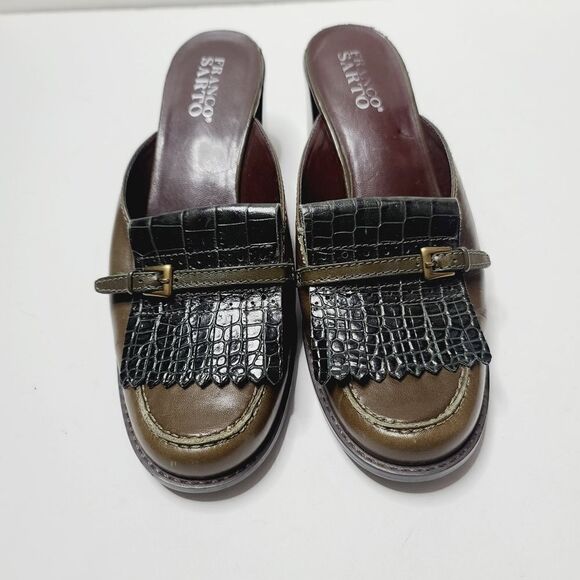 Franco Sarto Shoes - Franco Sarto Brown Croc Leather Slide On Mule Size 8
